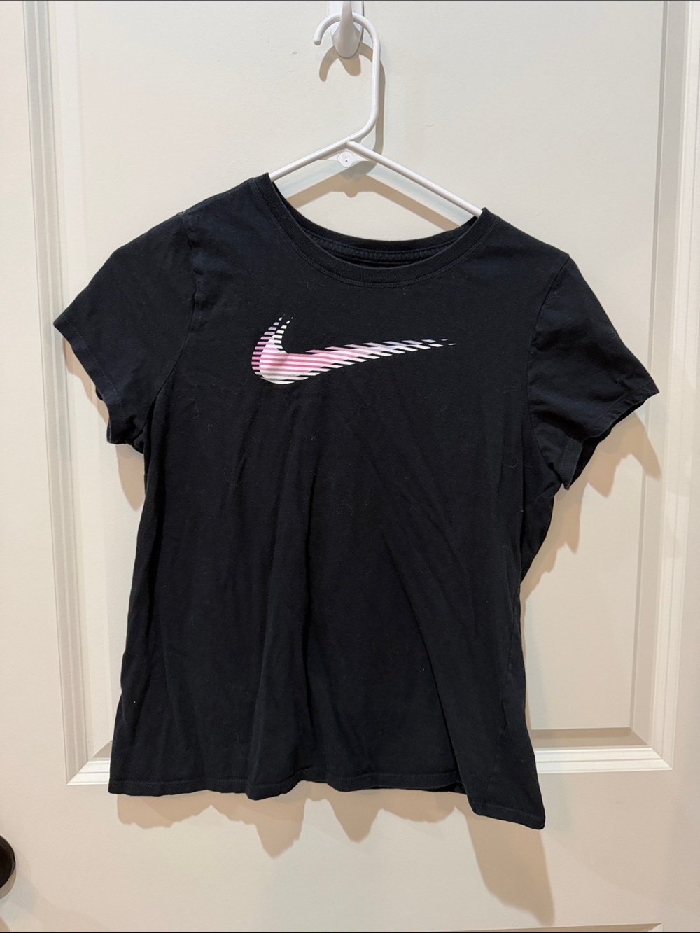 Nike Black Short-Sleeve Tee with Pink Gradient Swoosh